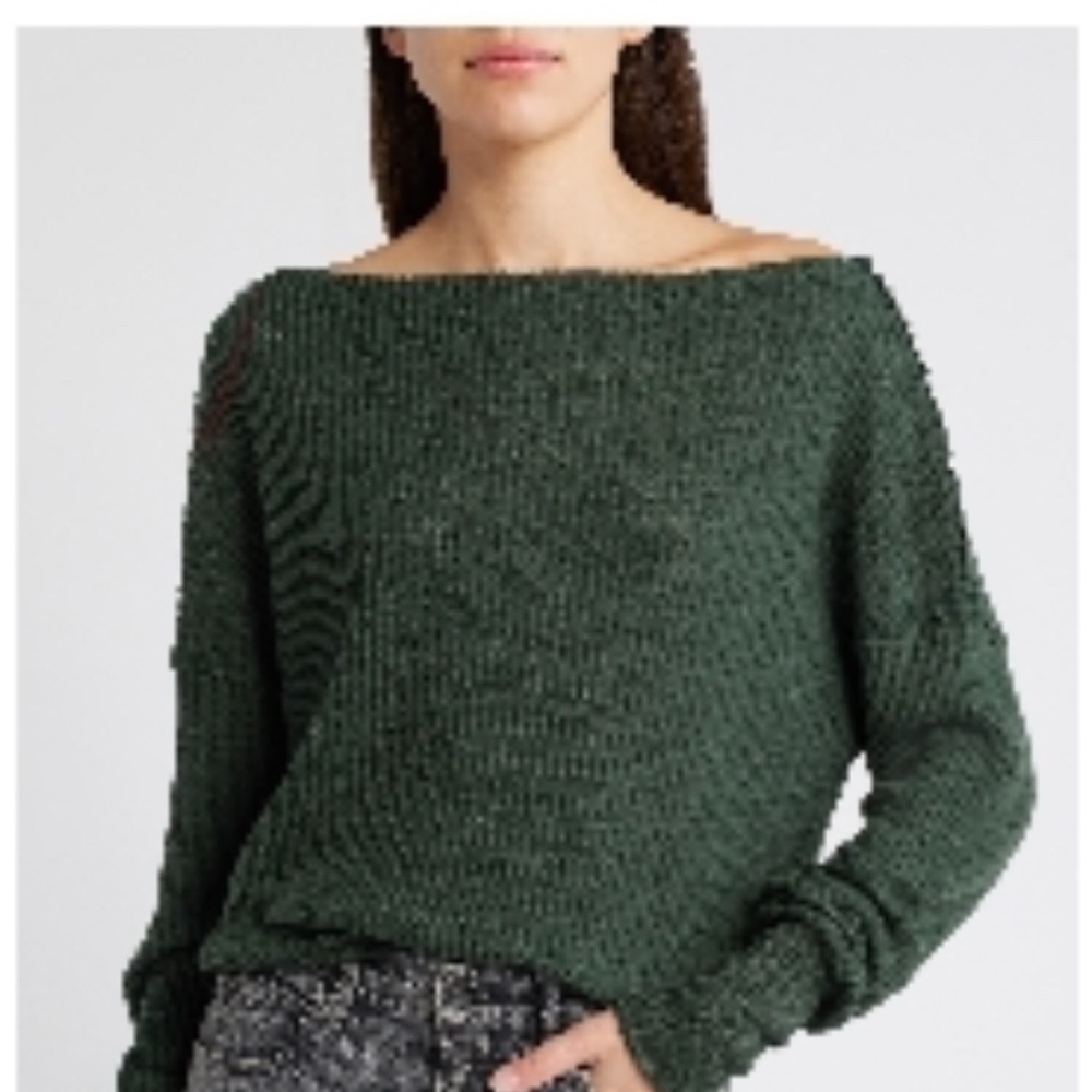 Treasure & Bond Off-the-Shoulder Forest Green Sweater